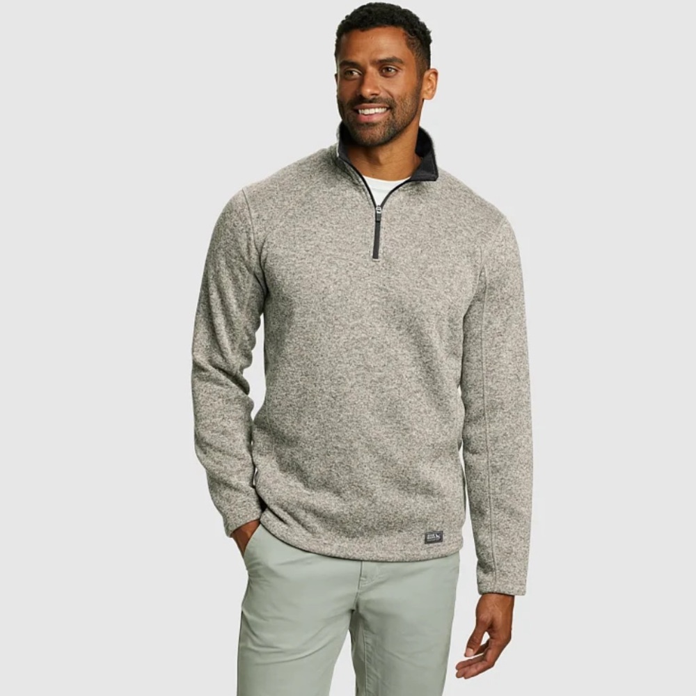 Men's Eddie Bauer Radiator Fleece 1/4 Zip Pullover Sweater Light Gray Size M